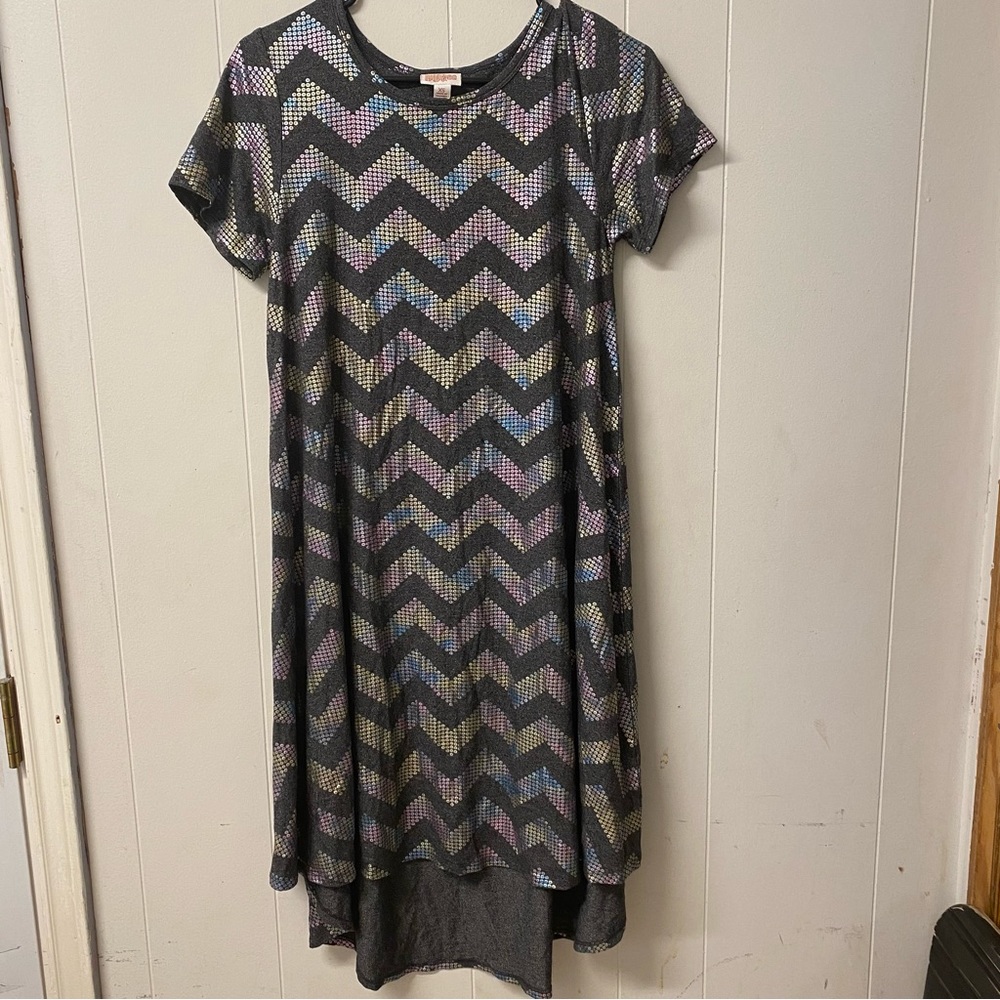 LulaRoe Dress Sequined Look Multicolored Short Sleeve Size XS